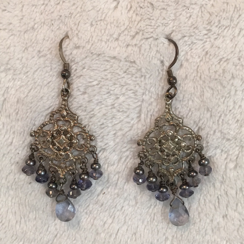 Handmade sterling silver & tanzanite earrings